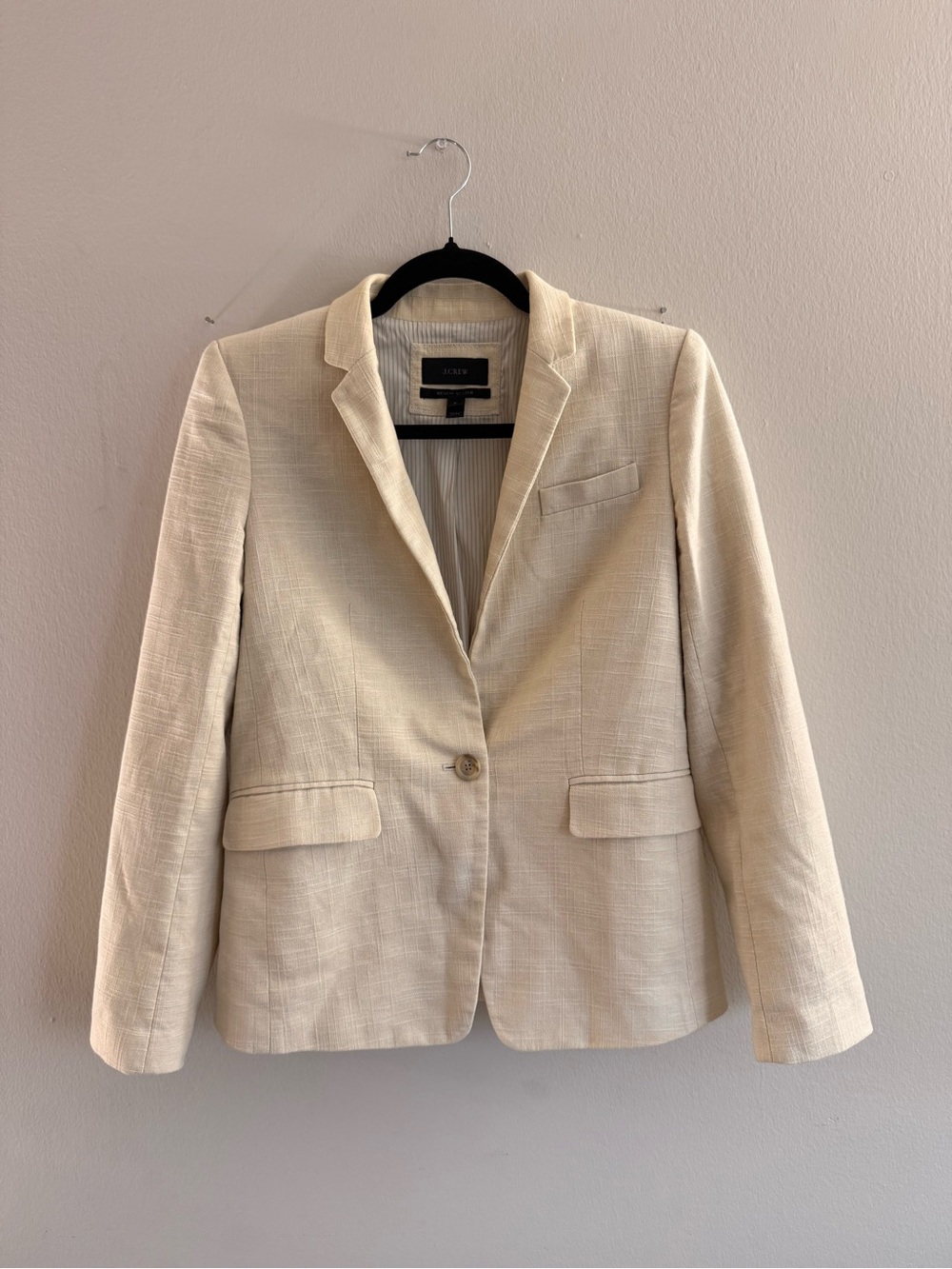 Linen/Cotton J. Crew Cream Single-Button Women's Blazer